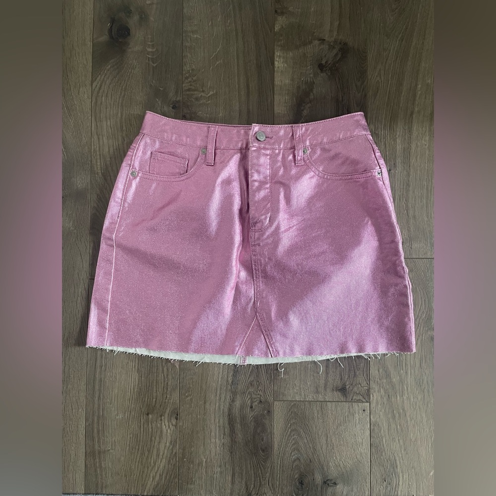 Wild Fable pink metallic jean miniskirt